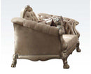 Dresden Bone Velvet & Gold Patina Sofa w/7 Pillows - Ornate Home