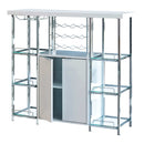 Ammaar - White & Chrome - Bar Cabinet w/ Glass Shelf - Ornate Home