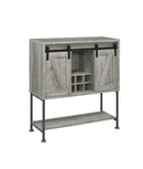 Layan - Grey Driftwood - Sliding Door Bar Cabinet w/ Lower Shelf - Ornate Home