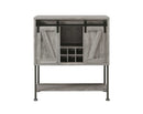 Layan - Grey Driftwood - Sliding Door Bar Cabinet w/ Lower Shelf - Ornate Home