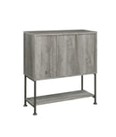 Layan - Grey Driftwood - Sliding Door Bar Cabinet w/ Lower Shelf - Ornate Home