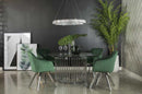 Veena - Green Velvet & Chrome - Swivel Dining Chair / 1pc - Ornate Home