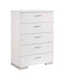 Felicity - Glossy White - 5pc Eastern King Panel Bedroom Set w/ LED Lighting - Ornate Home