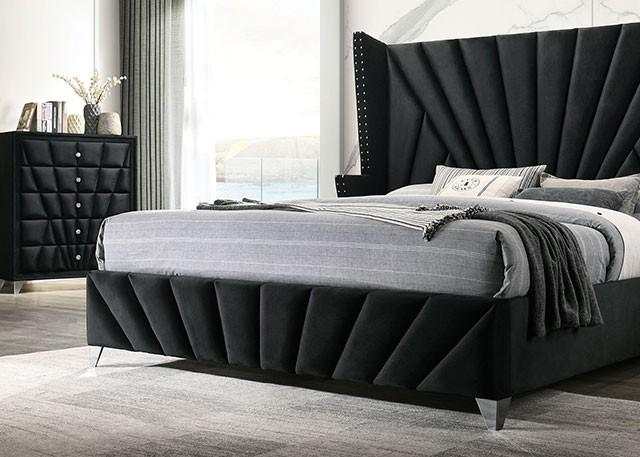 Carissa - Velvet Upholstered - Wingback HB Bedroom Sets - Ornate Home