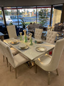 Kerwin White & Chrome Tufted Side Chair (Set of 2)