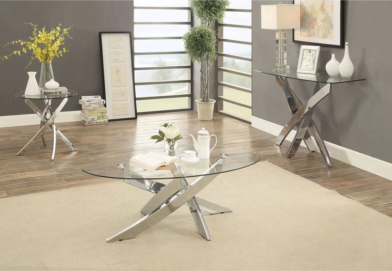Laila Chrome & Glass Sofa Table