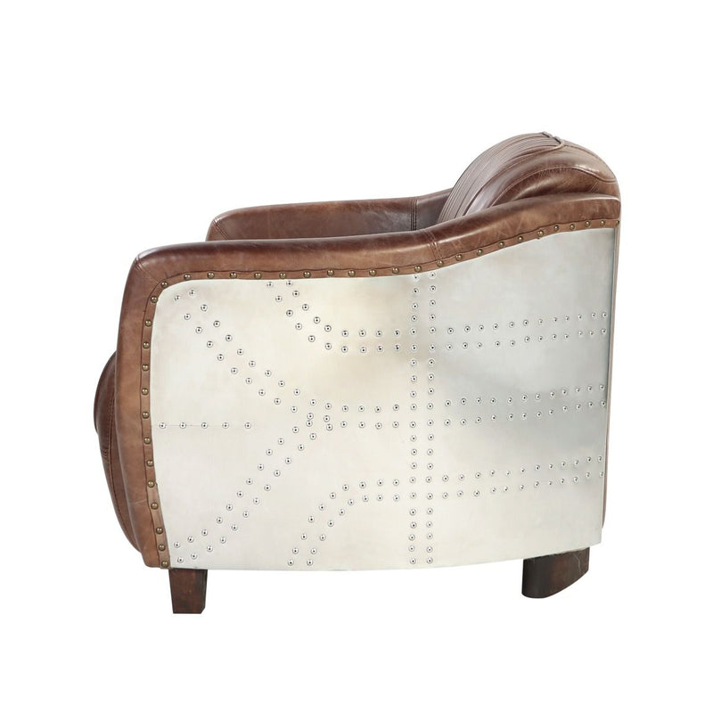 Brancaster Brown  Leather & Aluminium Loveseat
