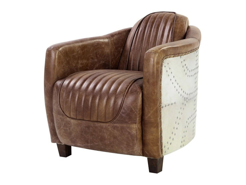 Brancaster Brown Genuine Leather & Aluminum Chair