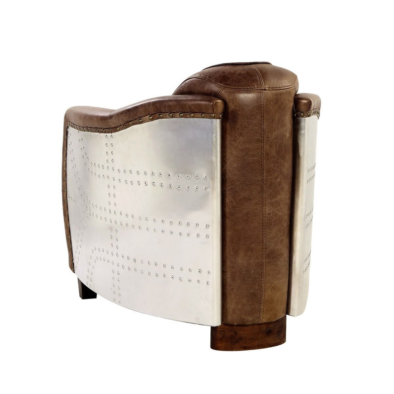 Brancaster Brown Genuine Leather & Aluminum Chair