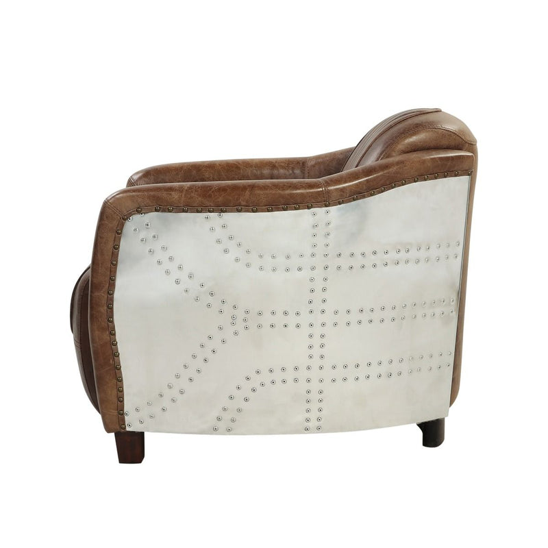 Brancaster Brown Genuine Leather & Aluminum Chair