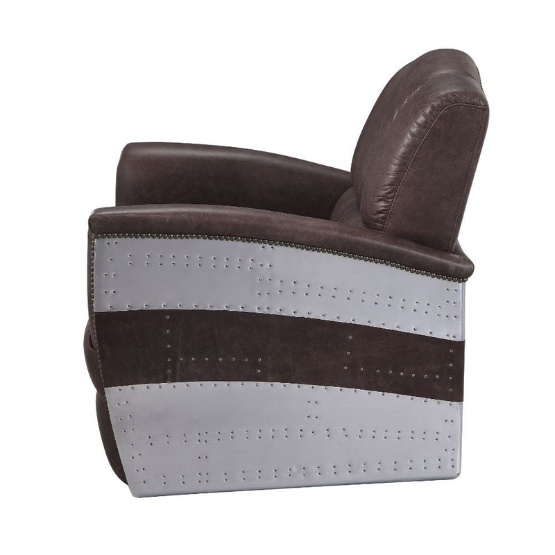 Brancaster Brown Leather & Aluminium Accent Chair
