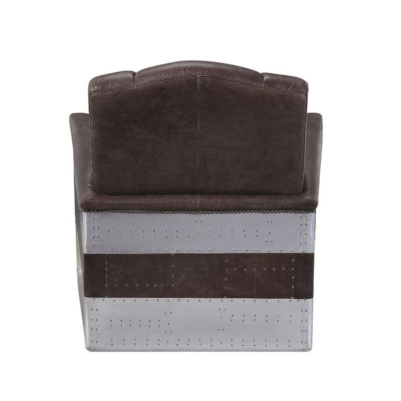 Brancaster Brown Leather & Aluminium Accent Chair