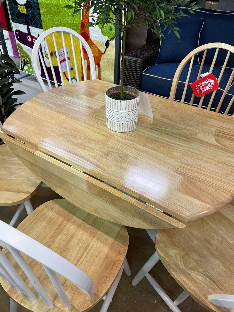 Windsor Natural Brown & White 5pc Drop Leaf Dining Set