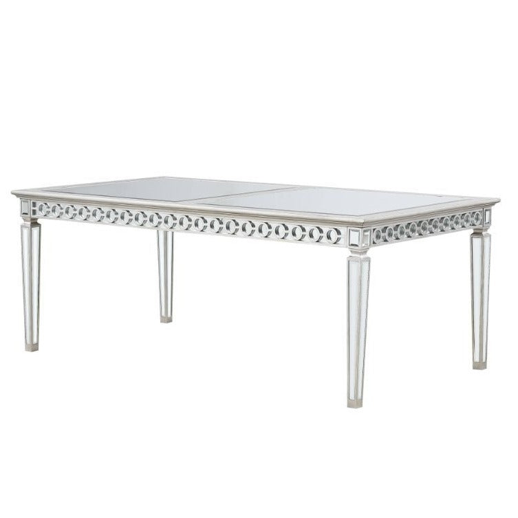 Varian Mirrored & Antique Platinum Dining Table (78"L) - Ornate Home