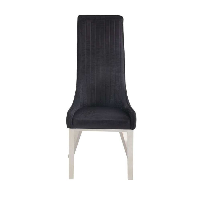Gianna - Black Faux Leather & Stainless Steel - Side Chair (Set of 2) - Ornate Home