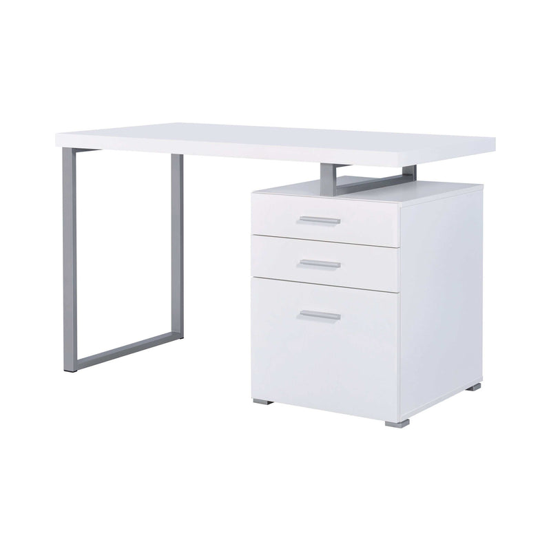 Brennan - White - 3 Drawer Office Desk - Ornate Home
