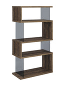 Emelle Aged Walnut Bookcase w/ Glass Panels