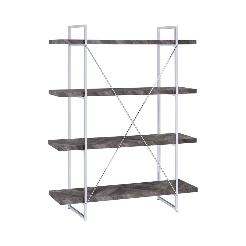 Grimma - Rustic Grey Herringbone - Bookcase - Ornate Home