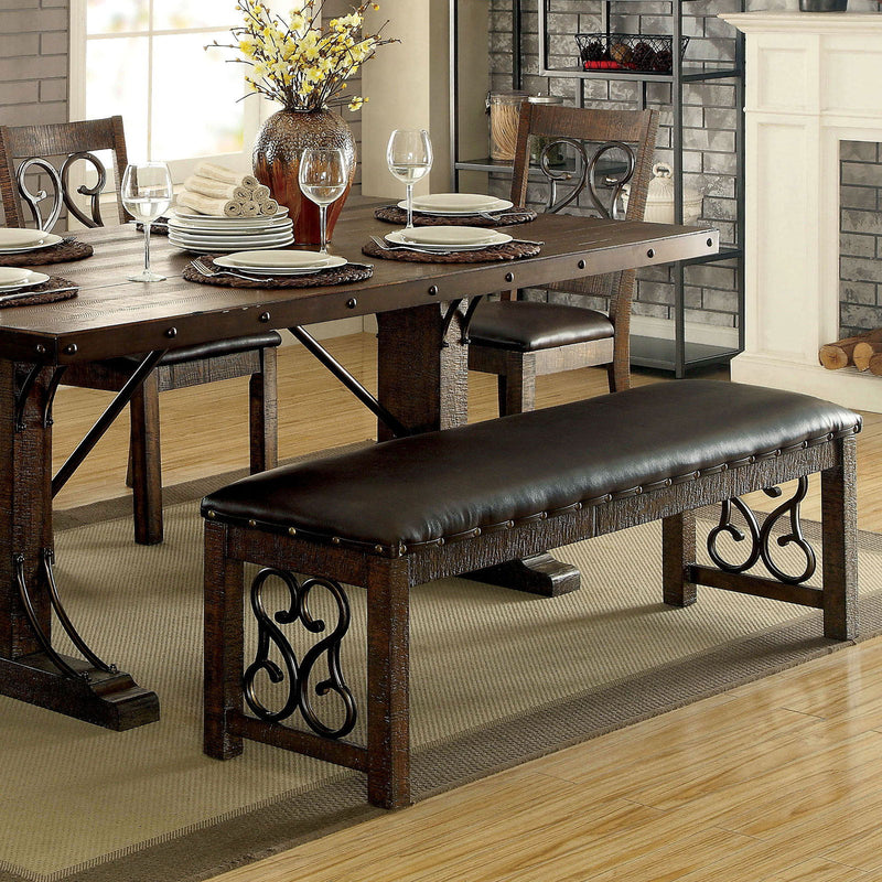 Paulina Rustic Walnut & Espresso Bench