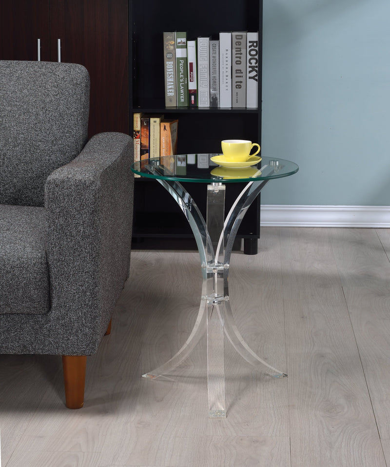 Laning Clear Round Accent Table