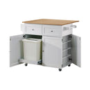 Jalen Natural Brown & White 3 Door Kitchen Cart w/ Casters