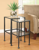 Leilani Black 2pc Glass Top Nesting Tables