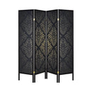 Haidera Black 4 Panel Damask Pattern Folding Screen