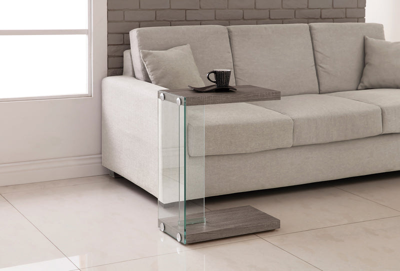 Dominik - Weathered Grey & Clear - Accent Table - Ornate Home
