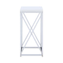 Edmund White & Chrome Accent Table w/ XCross Glossy