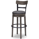 Caitbrook Gray Swivel Bar Height Bar Chair / 1pc