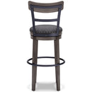 Caitbrook Gray Swivel Bar Height Bar Chair / 1pc