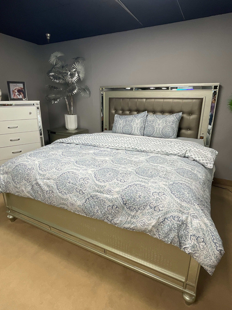 Brachium - Silver - E. King Bed w/ HB LED - Ornate Home
