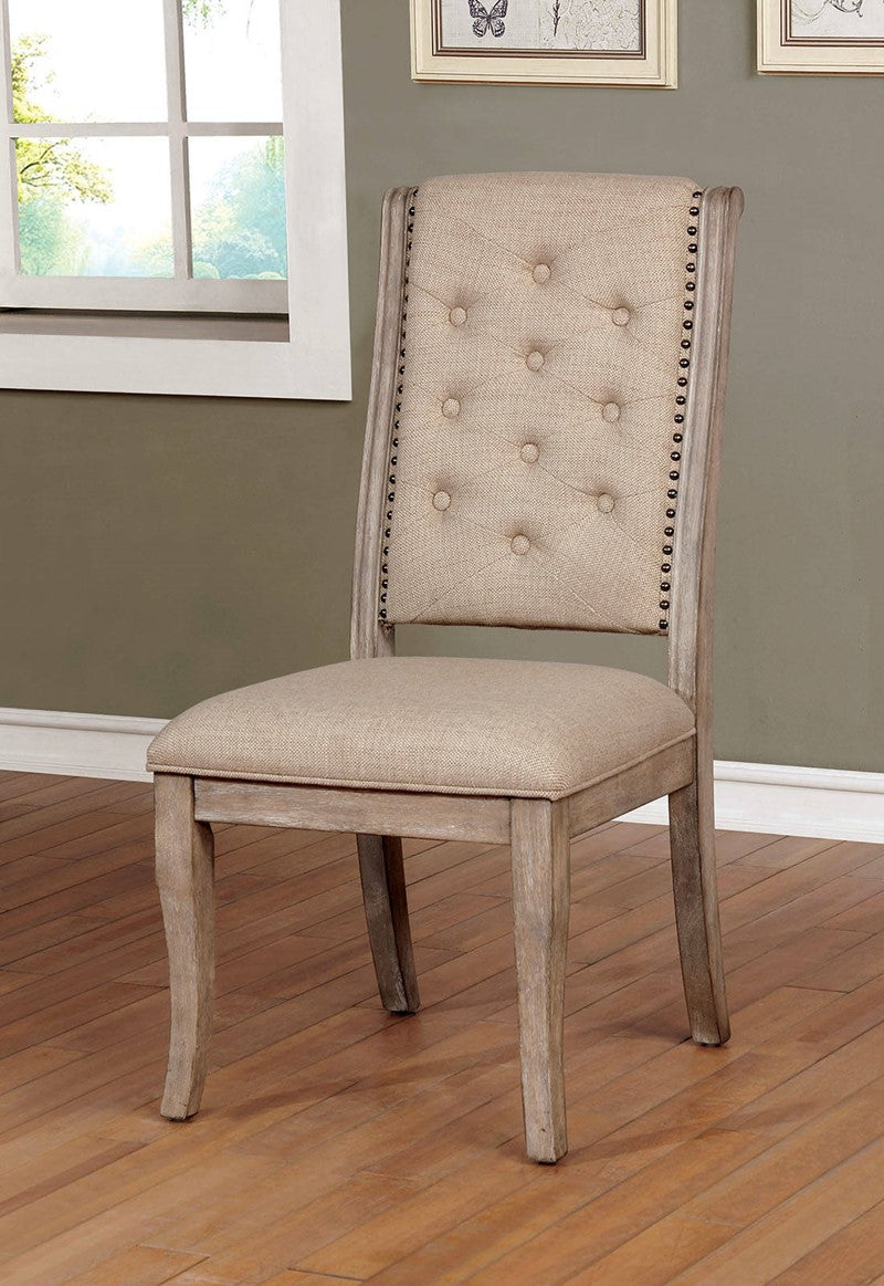 Patience Rustic Natural Tone & Beige Dining Room Set / 7pc