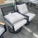 Segovia Black & Gray Outdoor Dining Set w/ Fire Pit / 5pc