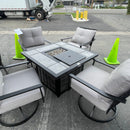 Segovia Black & Gray Outdoor Dining Set w/ Fire Pit / 5pc