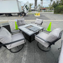 Segovia Black & Gray Outdoor Dining Set w/ Fire Pit / 5pc