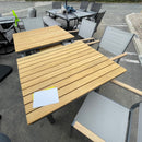 Mackay Gun Metal & Natural Teak Outdoor Dining Table w/ Butterfly Leaf