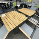 Mackay Gun Metal & Natural Teak Outdoor Dining Table w/ Butterfly Leaf