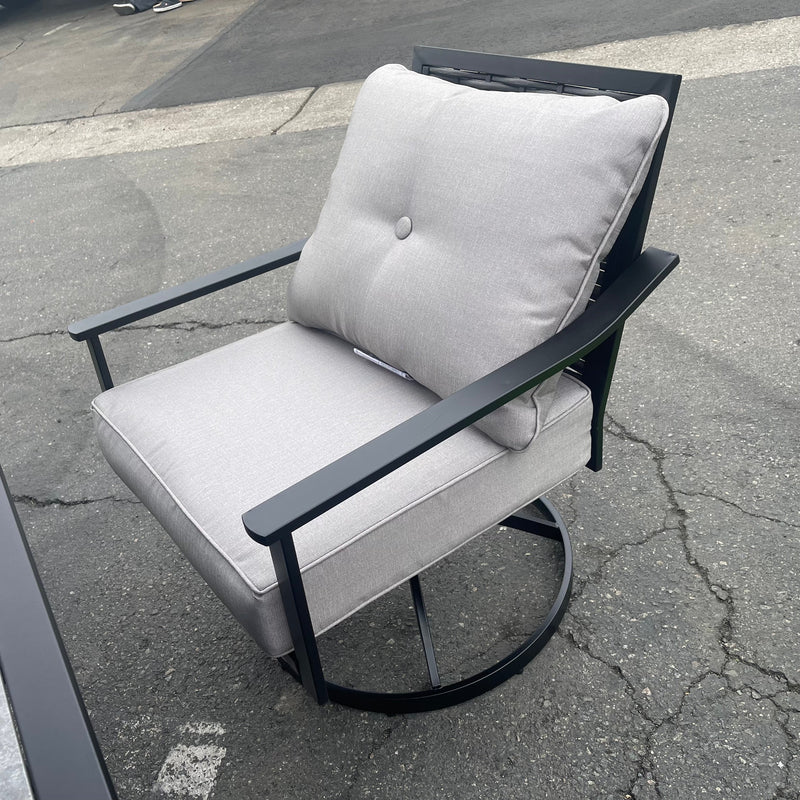 Segovia Black & Gray Outdoor Dining Set w/ Fire Pit / 5pc