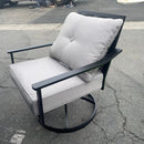 Segovia Black & Gray Outdoor Dining Set w/ Fire Pit / 5pc