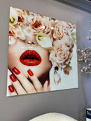 Floral Faces Tempered Glass w / Foil Wall Art