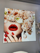 Floral Faces Tempered Glass w / Foil Wall Art