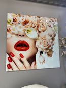 Floral Faces Tempered Glass w / Foil Wall Art