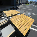 Mackay Gun Metal & Natural Teak Outdoor Dining Table w/ Butterfly Leaf