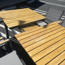 Mackay Gun Metal & Natural Teak Outdoor Dining Table w/ Butterfly Leaf