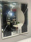 Deon Silver And Black Square Wall Mirror w/ LED