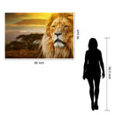 Lion Safari Tempered Glass w / Foil Wall Art