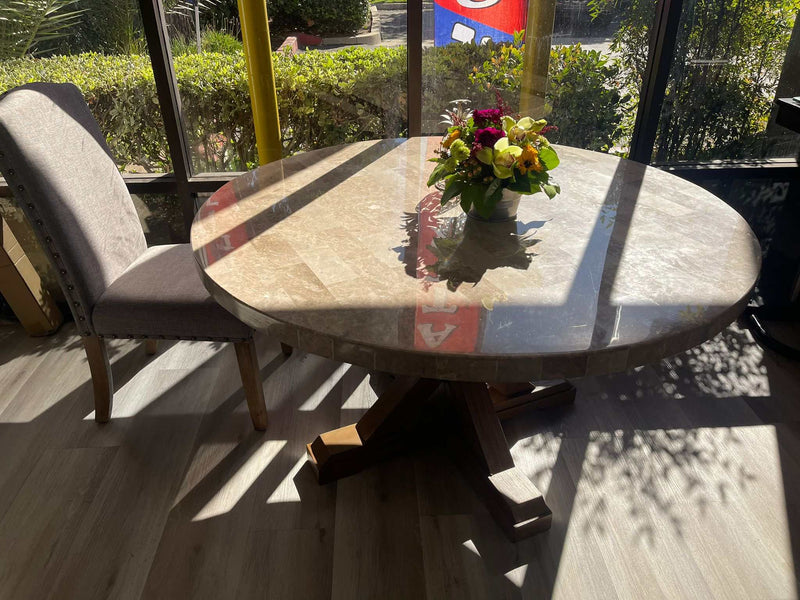 Vesper round marble dining table discount