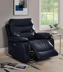 Aashi Navy Leather-Gel Match Recliner (Power Motion) - Ornate Home