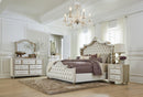 Antonella - Ivory & Camel - 5pc California King Panel Bedroom Set - Ornate Home